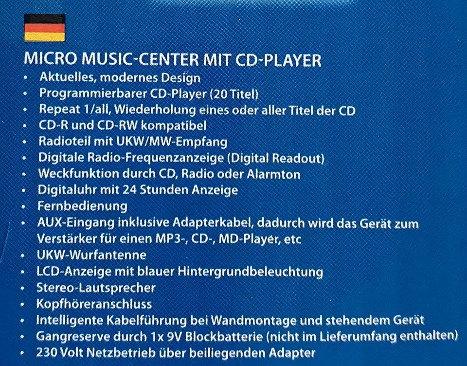 Elta Micro Music-Center with CD-Player- 2307M1 made in Germany