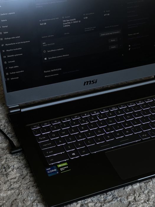 Laptop gamingowy MSI Stealth 15M 15,6" i7/16GB/GTX1660Ti 144Hz