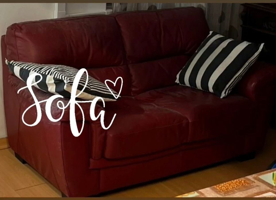 Sofá em pele usado em bom estado