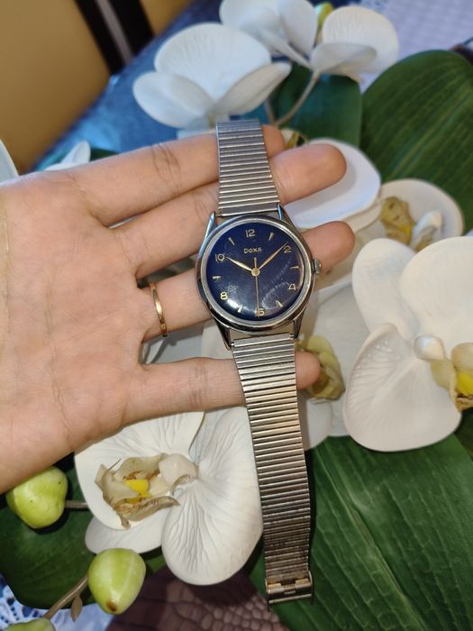 Zegarek męski mechaniczny Doxa granatowa tarcza