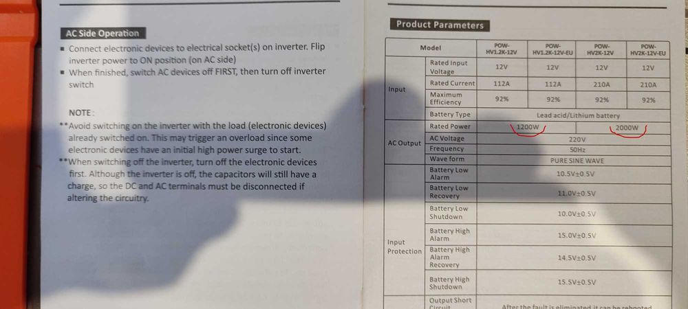 Інвертер 12V в 220V с  постійною робочою напругою 1200V
