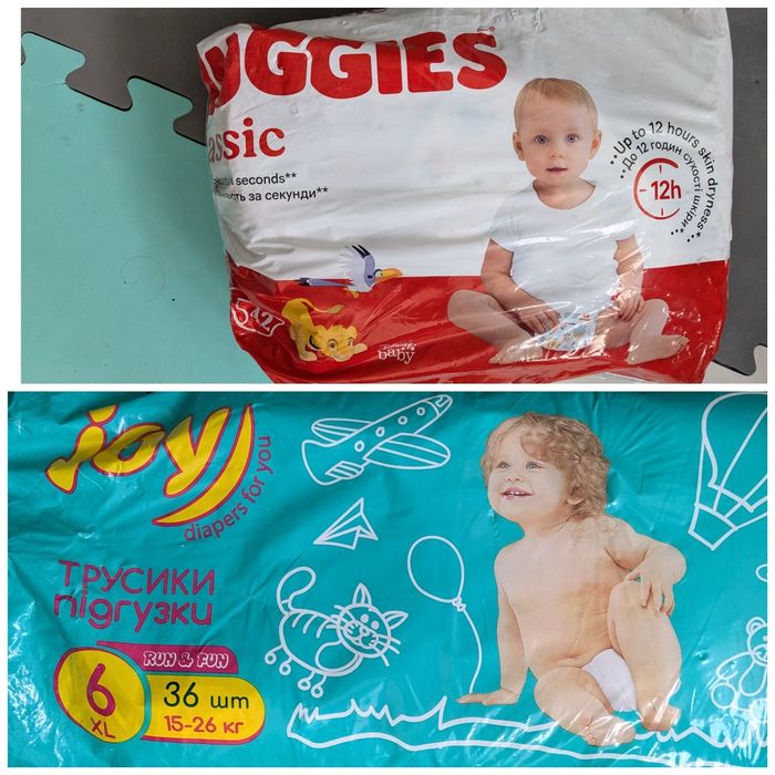 Памперсы Huggies 5+трусики Joy 6