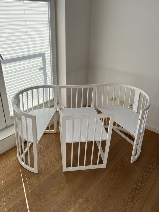 Łóżeczko dziecięce 7w1 – okrągłe, owalne, przewijak, kojec – NOWE