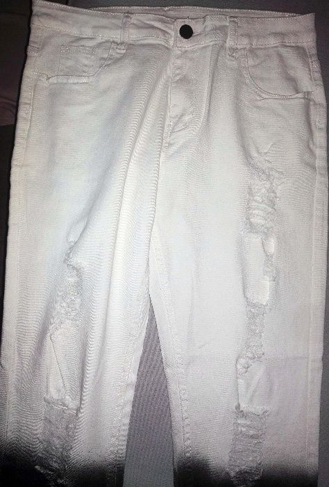 Najnowszy styl-Białe spodnie slim fit Jeans L/XL gradient biało-czarne