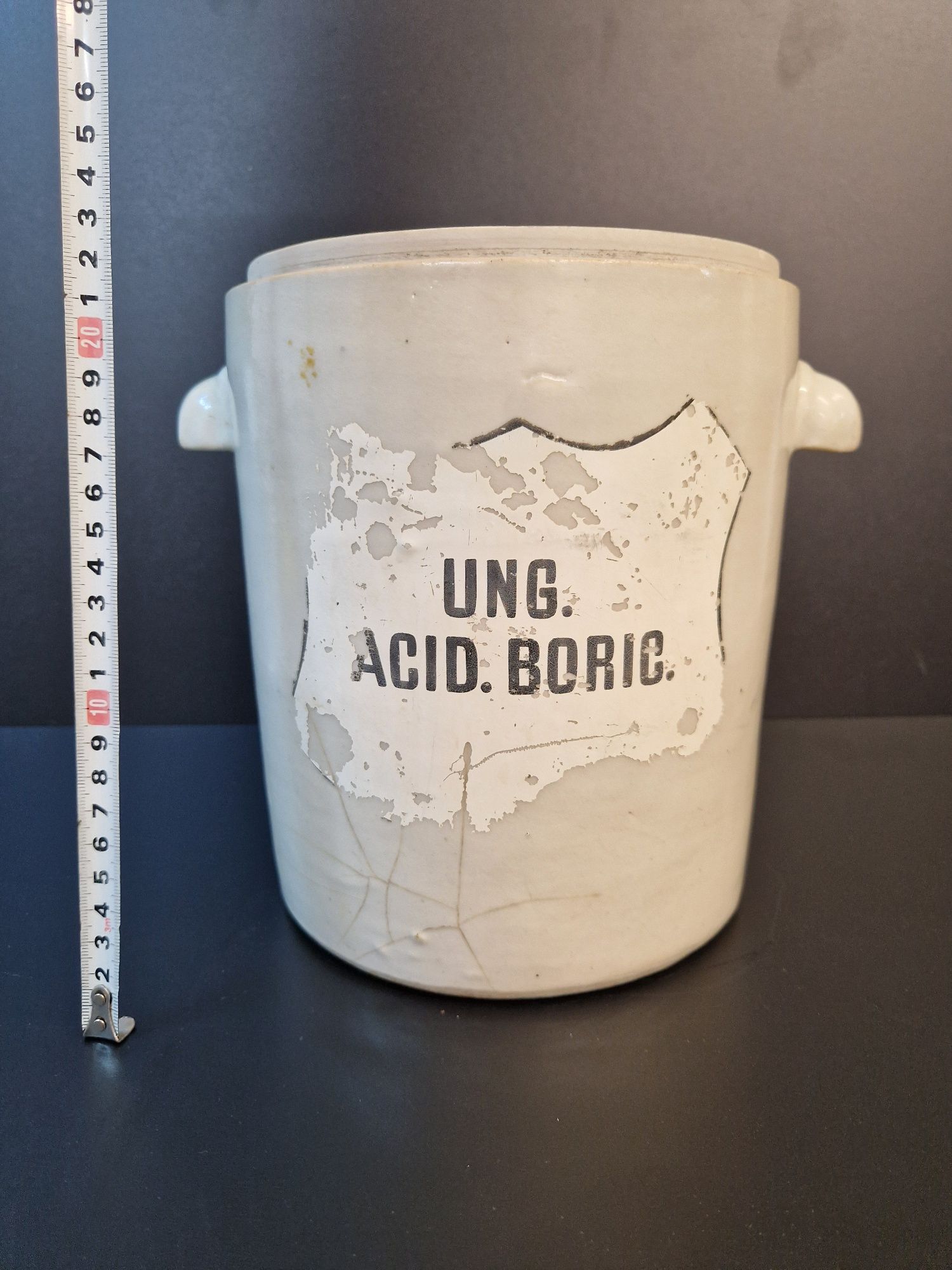 Przedwojenny ceramiczny pojemnik apteczny na kwas borny