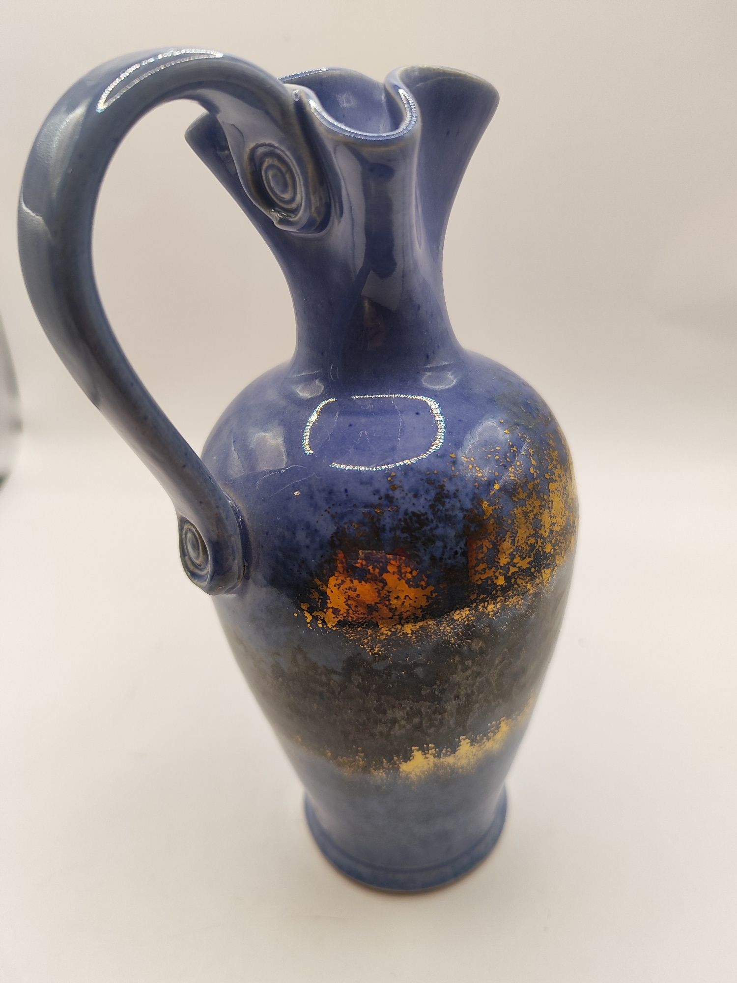 Wazon dzbanek porcelanowy Conwy Pottery Britain sygnowany niebieski