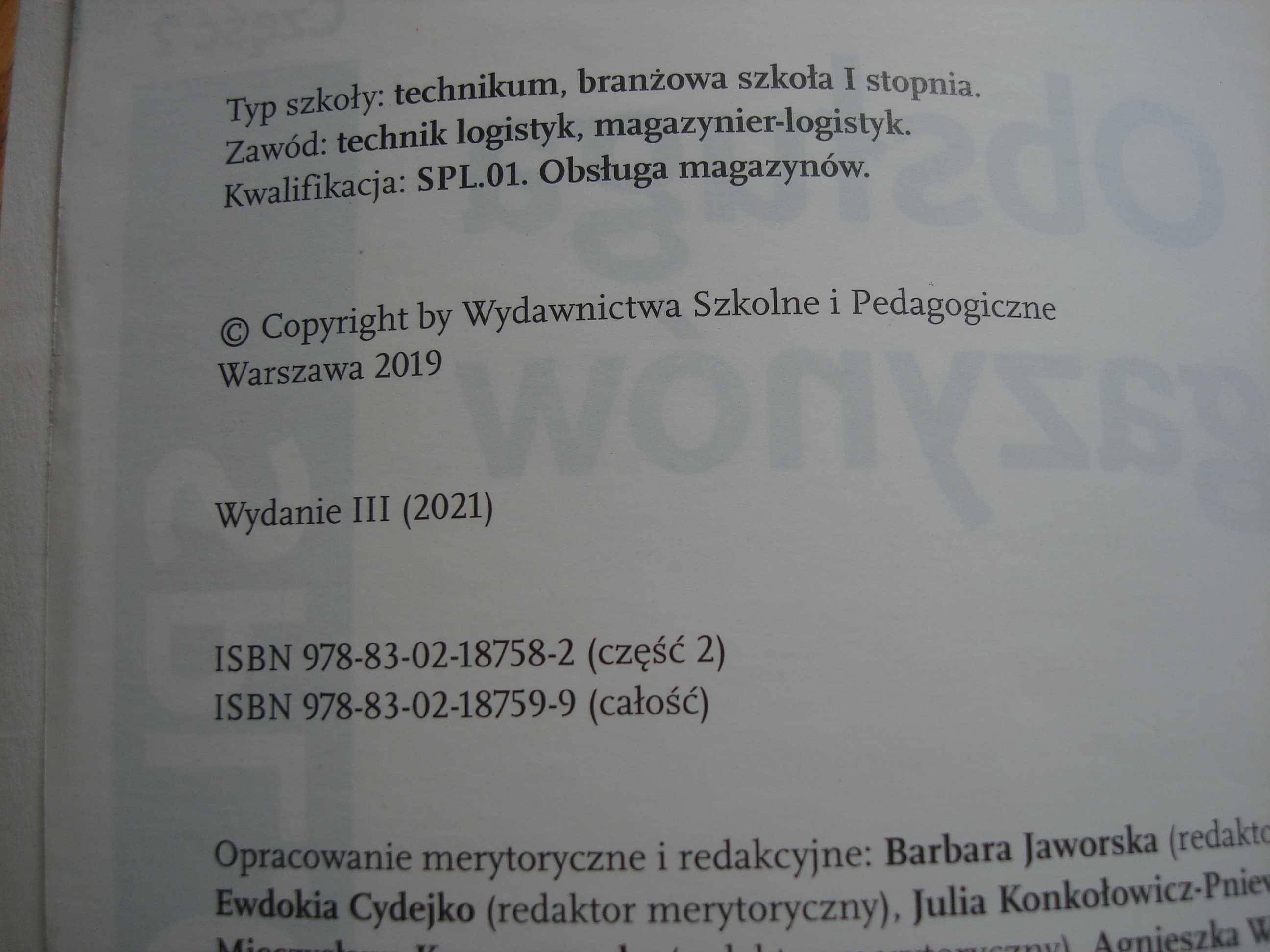 Obsługa magazynów SPL.01 część 2, podręcznik , WSiP