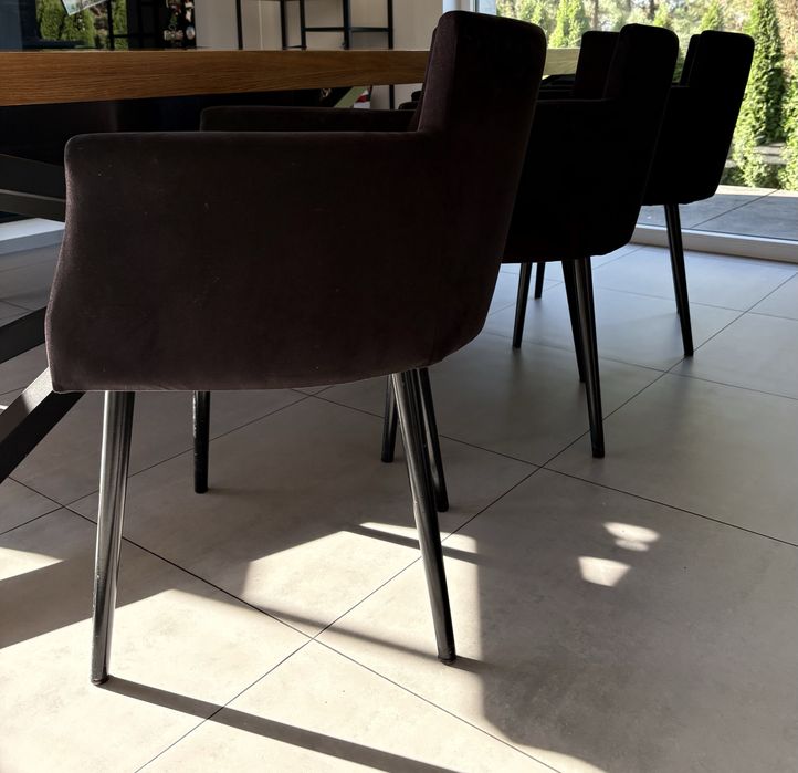 Krzesło fotel tapicerowany do jadalni nowoczesny czarny