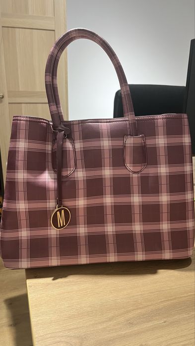 Torba mohito w kratę kratkę różowa