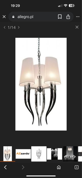 Azzardo Diablo lampa srebrna , bialy klosz