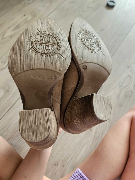 Nowe botki damskie,skora naturalna welurowa-przecierana