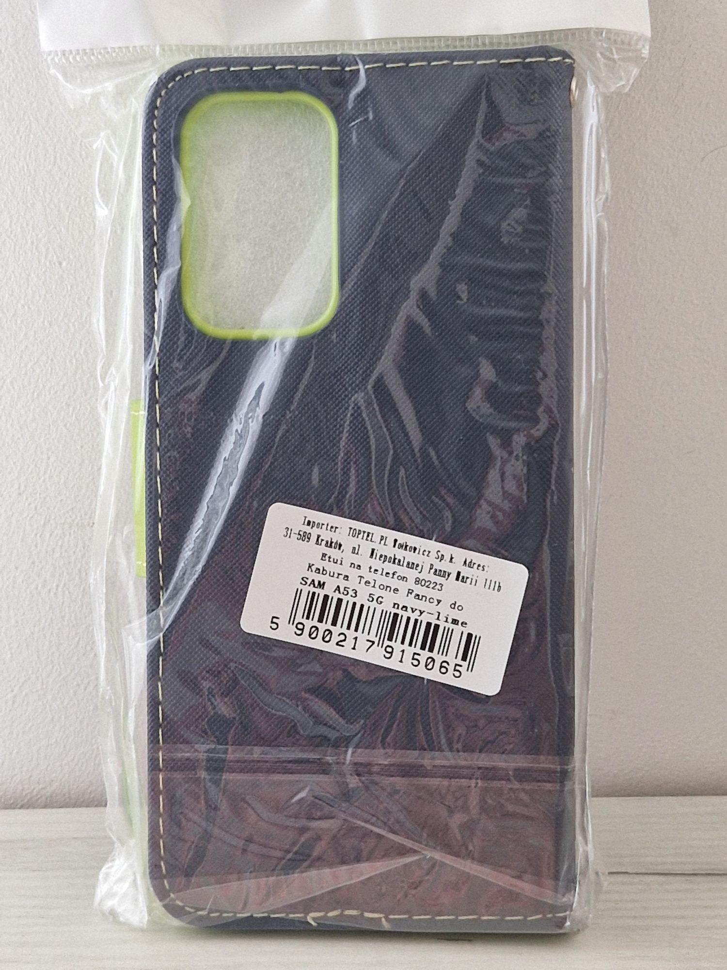 Kabura Telone Fancy do Samsung Galaxy A53 5G granatowo-limonkowa