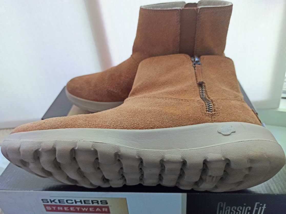 Кожаные замшевые ботинки skechers on-the-go joy скетчерс 5-gen 39р-р