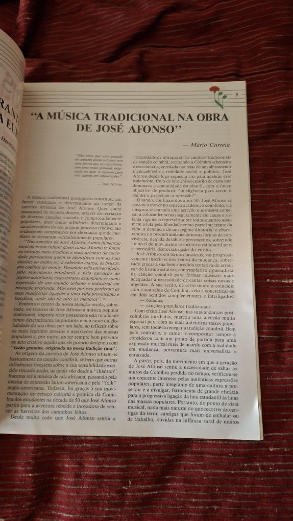 José Afonso zeca revista 1991 festival Amadora Giacometti carlos pared