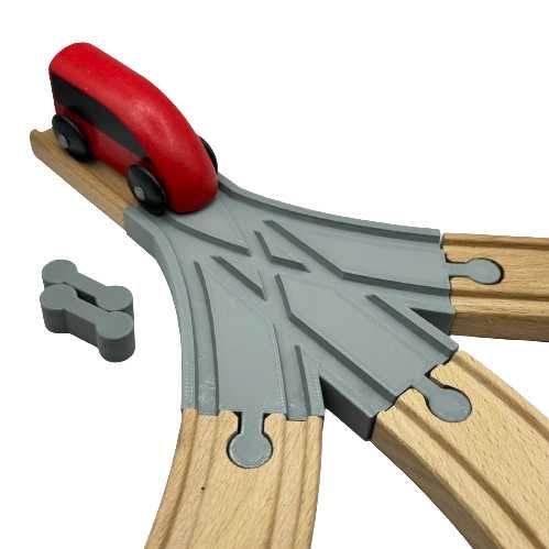 Rozjazd potrójny +2 łączniki do kolejki drewnianej z Ikea Brio Lidl
