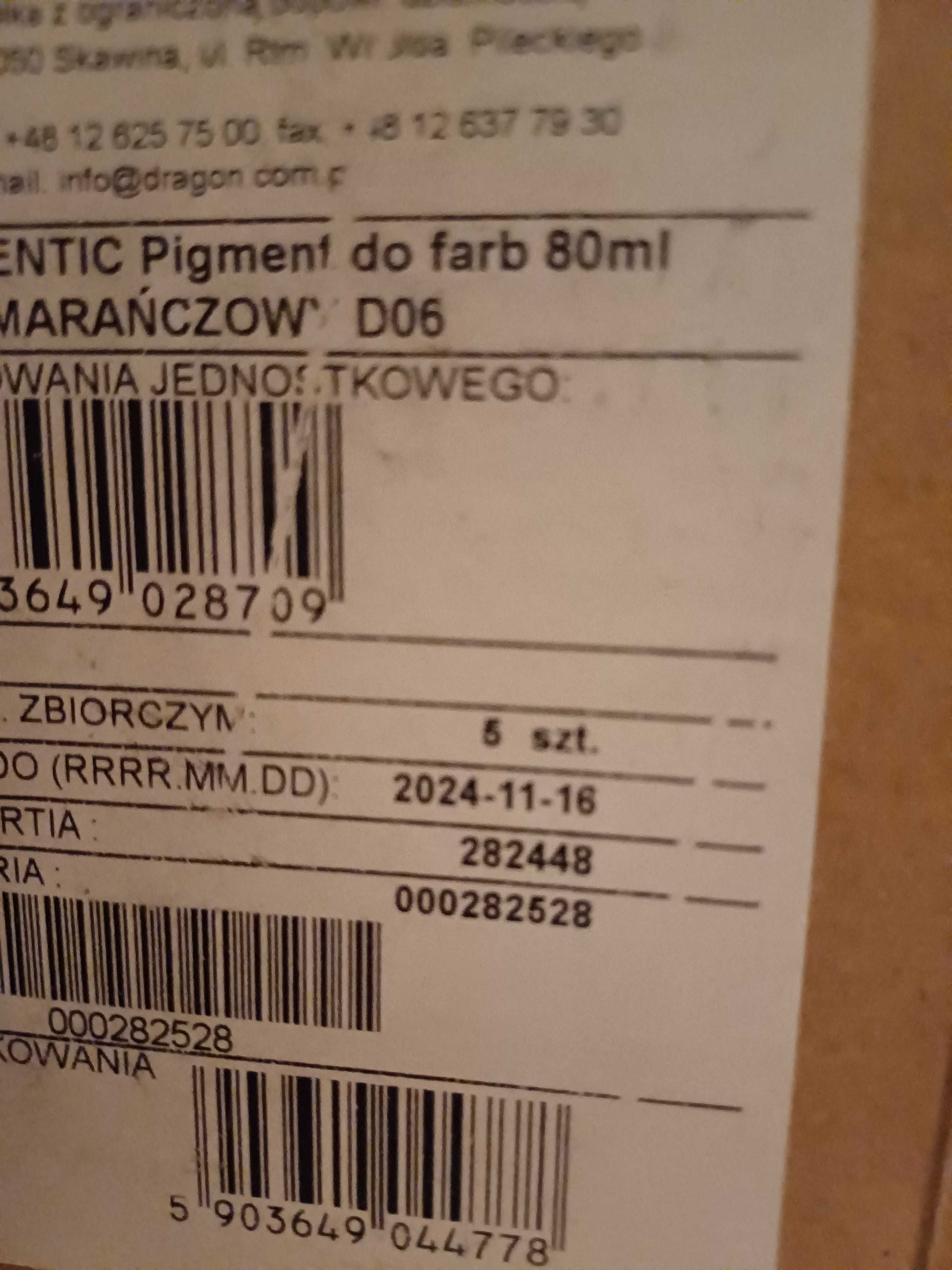 SENTIC Pigment do farb 80ml Pomarańczowy DRAGON 19szt