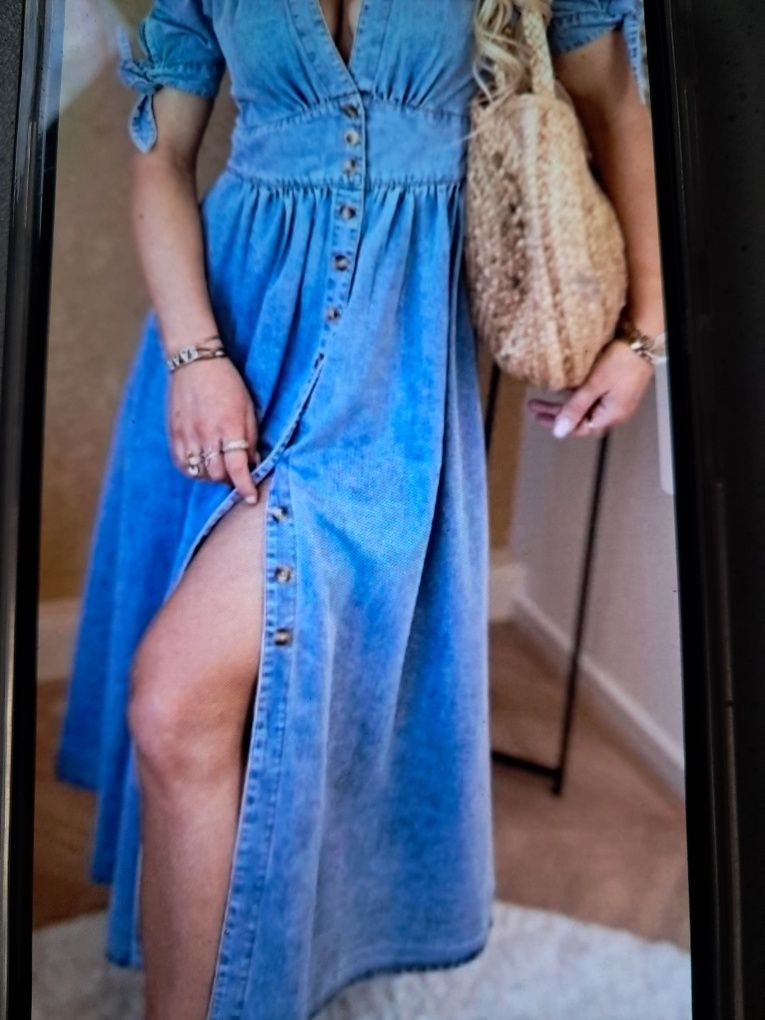 Vestido comprido de ganga Novo