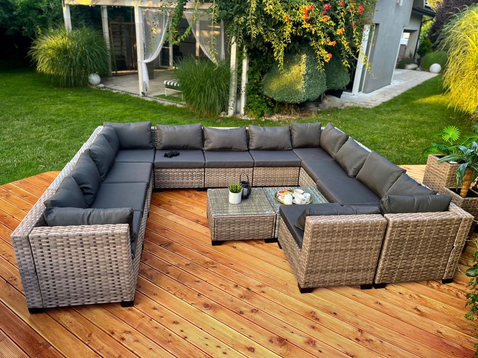 zestaw Palermo XXL technorattan wielki narożnik sofa pufa 2 kolory