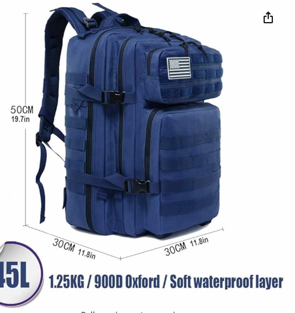 Рюкзак тактичний 45 л темно синій