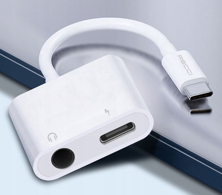 Przejściówka Adapter Usb-C Usb C + Aux 3,5 Mm Do Słuchawek Recci