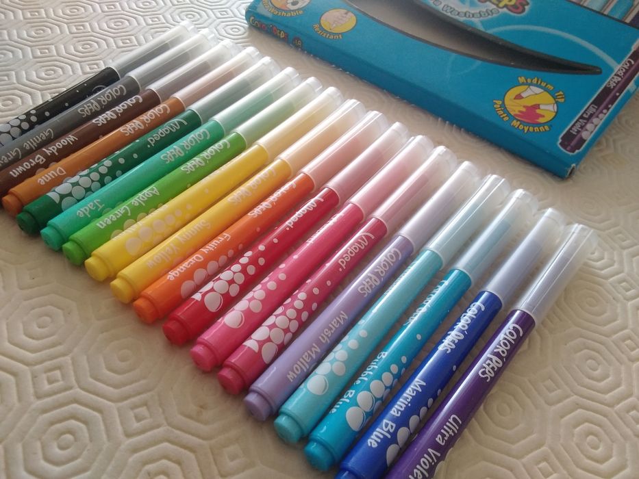 Papelaria: 18 Canetas de Feltro MAPED Ponta Média Média, tinta lavável