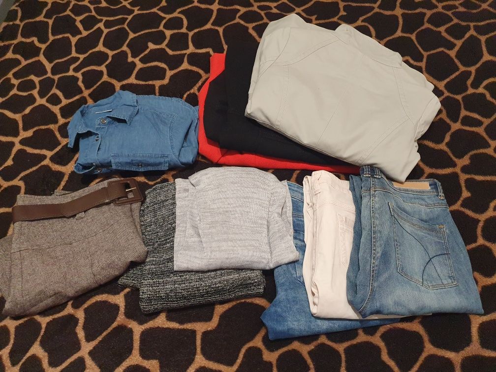 Paka ubrań damskich w r. 36/S: płaszcze, spodnie, kardigany  etc