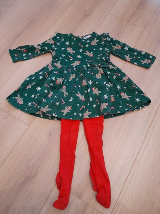 Sukienka świąteczna rozm.86 + rajstopy