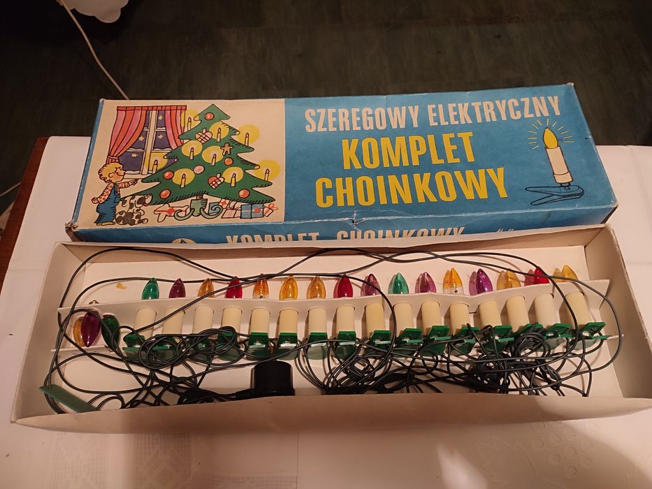 Lampki choinkowe z PRL-u komplet choinkowy szeregowy nowe