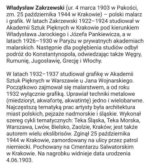Kraków miedzioryt