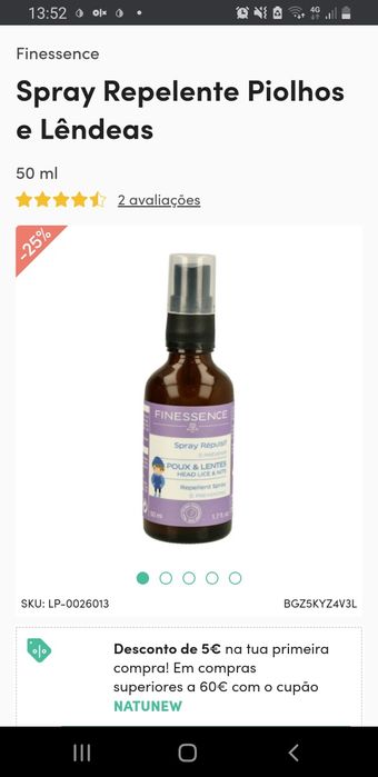 Spray natural repelente  de piolhos e lêndeas