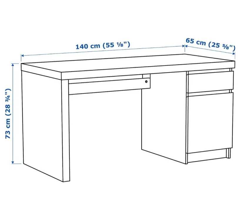 Biurko białe MALM Ikea 140x65cm