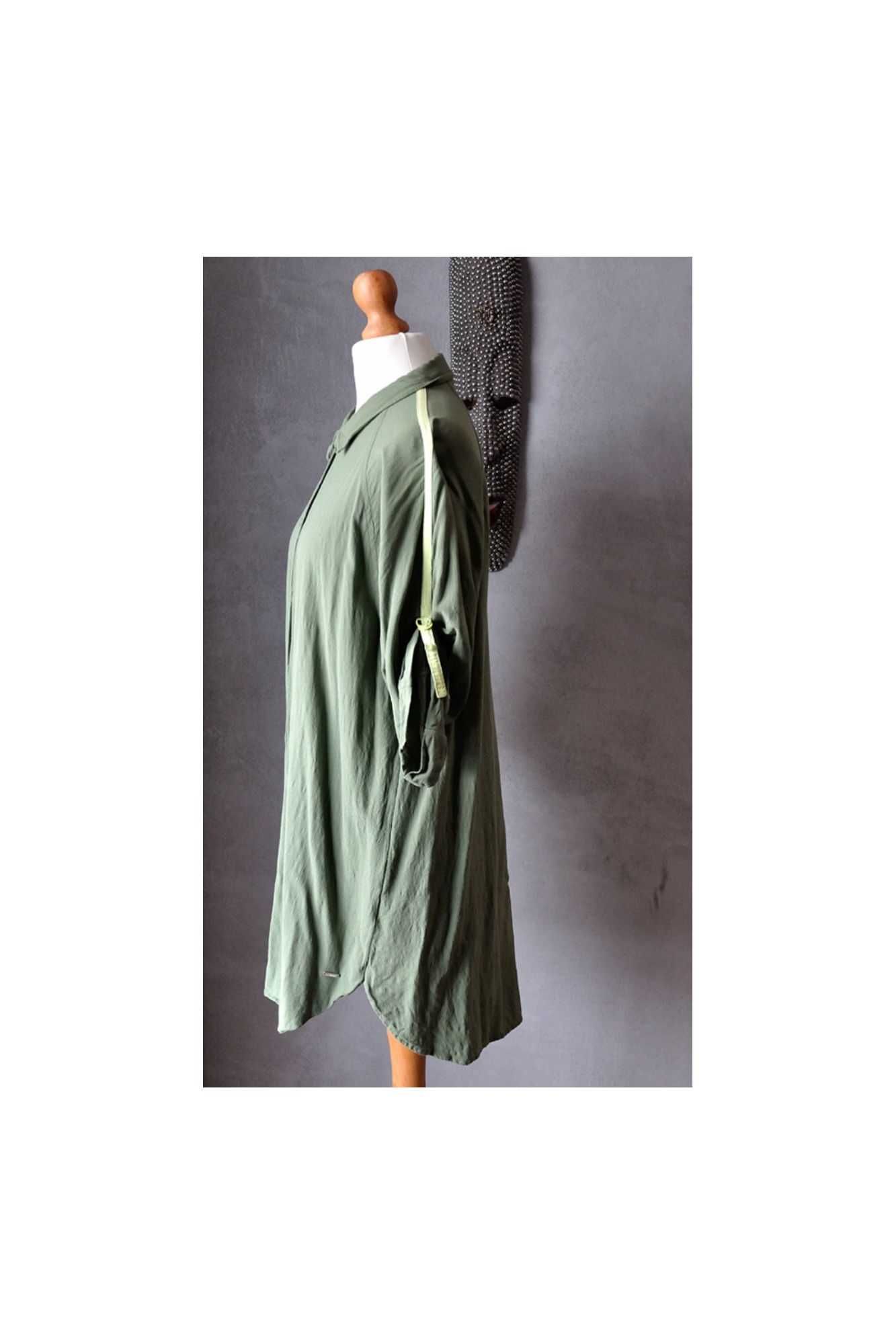 Tunika koszula khaki neon wiskoza XS S