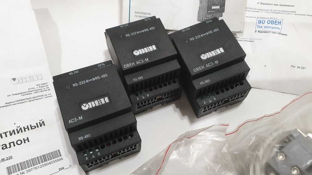 Овен АС3-М  преобразователь интерфейсов RS-232/RS-485