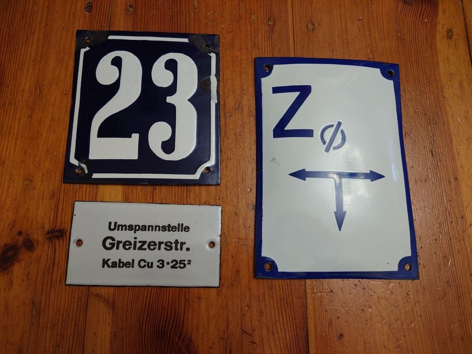 Szyld Emaliowany Tabliczka Tablica 3 Sztuki PRL