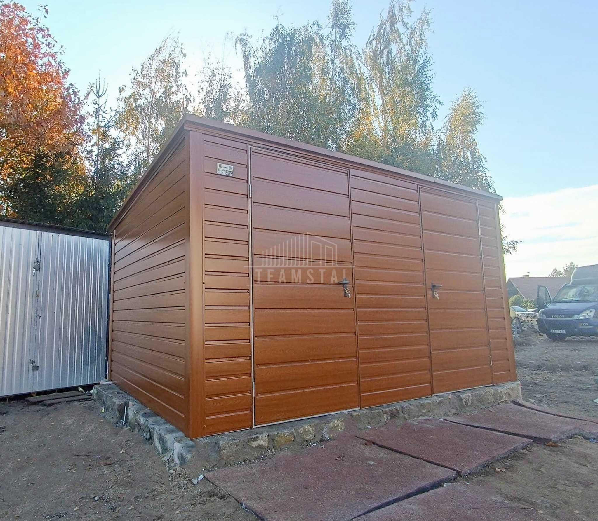 Schowek domek ogrodowy 4x2,5m 2x drzwi drewnopodobny dach spad  TS969