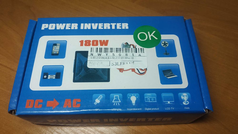 Інвертор перетворювач 12v-220v 180W