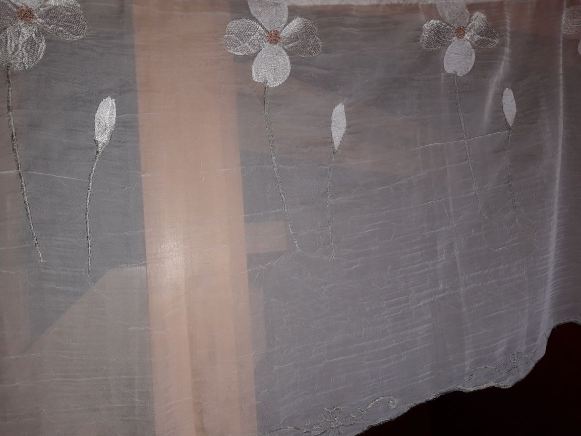 Firanki zazdroski z wzorem kwiaty 140 x 59cm