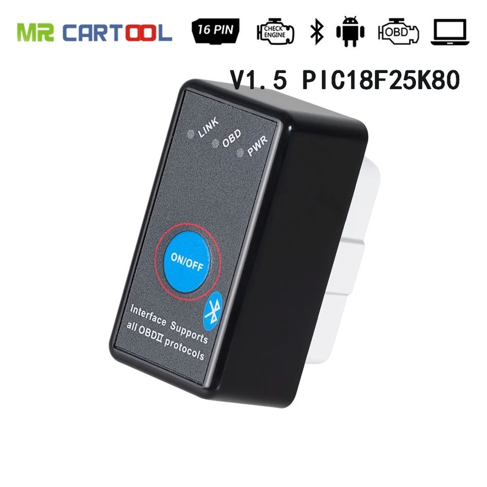 Діагностичний автосканер ELM327v.1.5 Wifi/Bluetooth, PIC18F25K80,OBDII