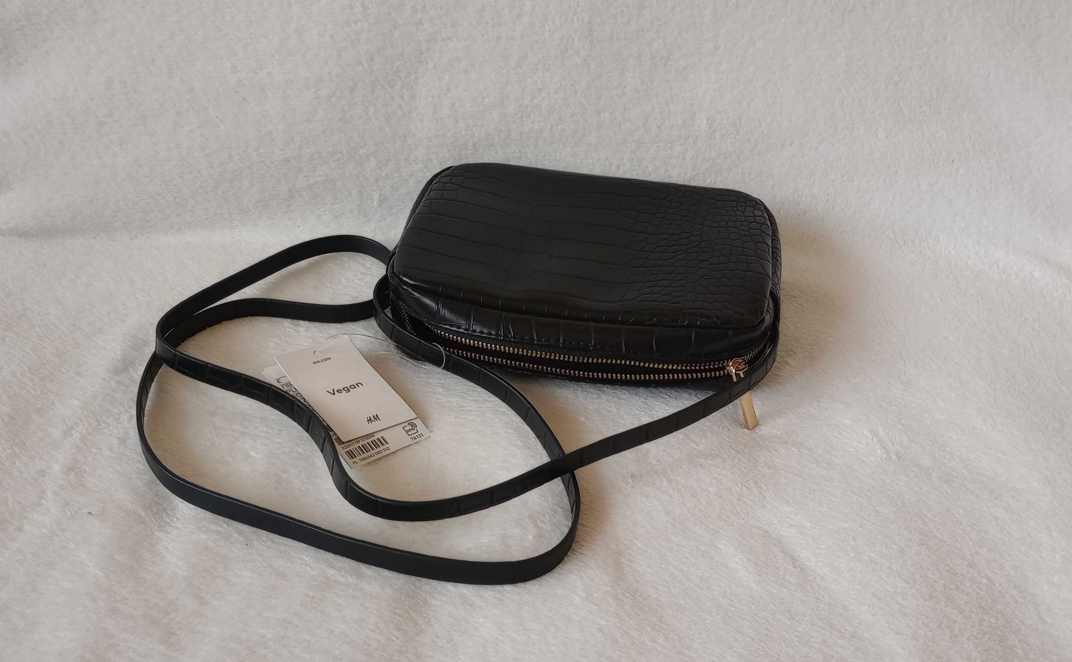torebka H&M mała czarna crossbody na ramię torba na koncert