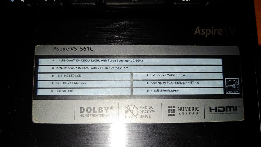 Laptop Acer Aspire V5-561G Intel Core i5 8 GB RAM dysk 450 GB nap. DVD