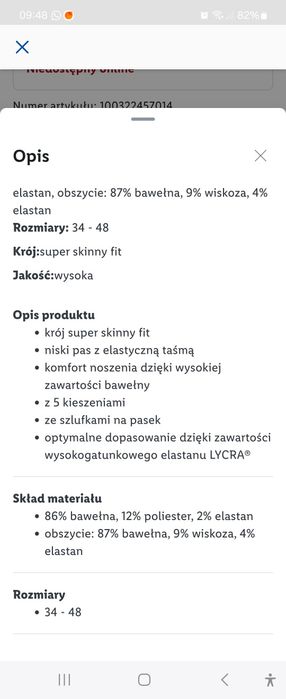 Jeansy ciążowe Esmara Lidl