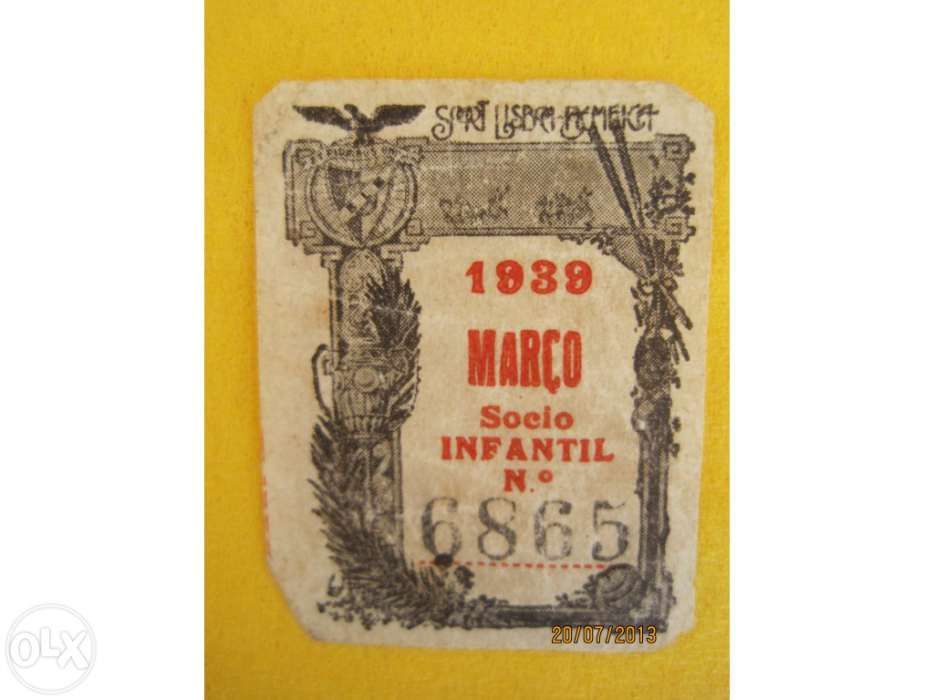 Benfica selo de cota de sócio infantil 1939