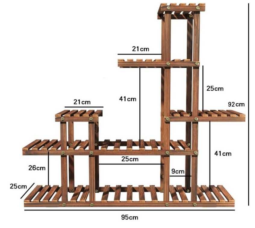 Regał na rośliny 92x95x25cm Drewniany Stojak Kwietnik 5 poziomowy