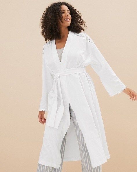 Ніжний халат з жіночною вишивкою з бавовни marks & spencer