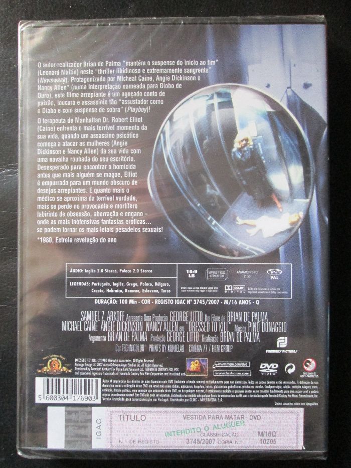 2 DVD Brian De Palma - Mulher Fatal e Vestida para Matar, como novos