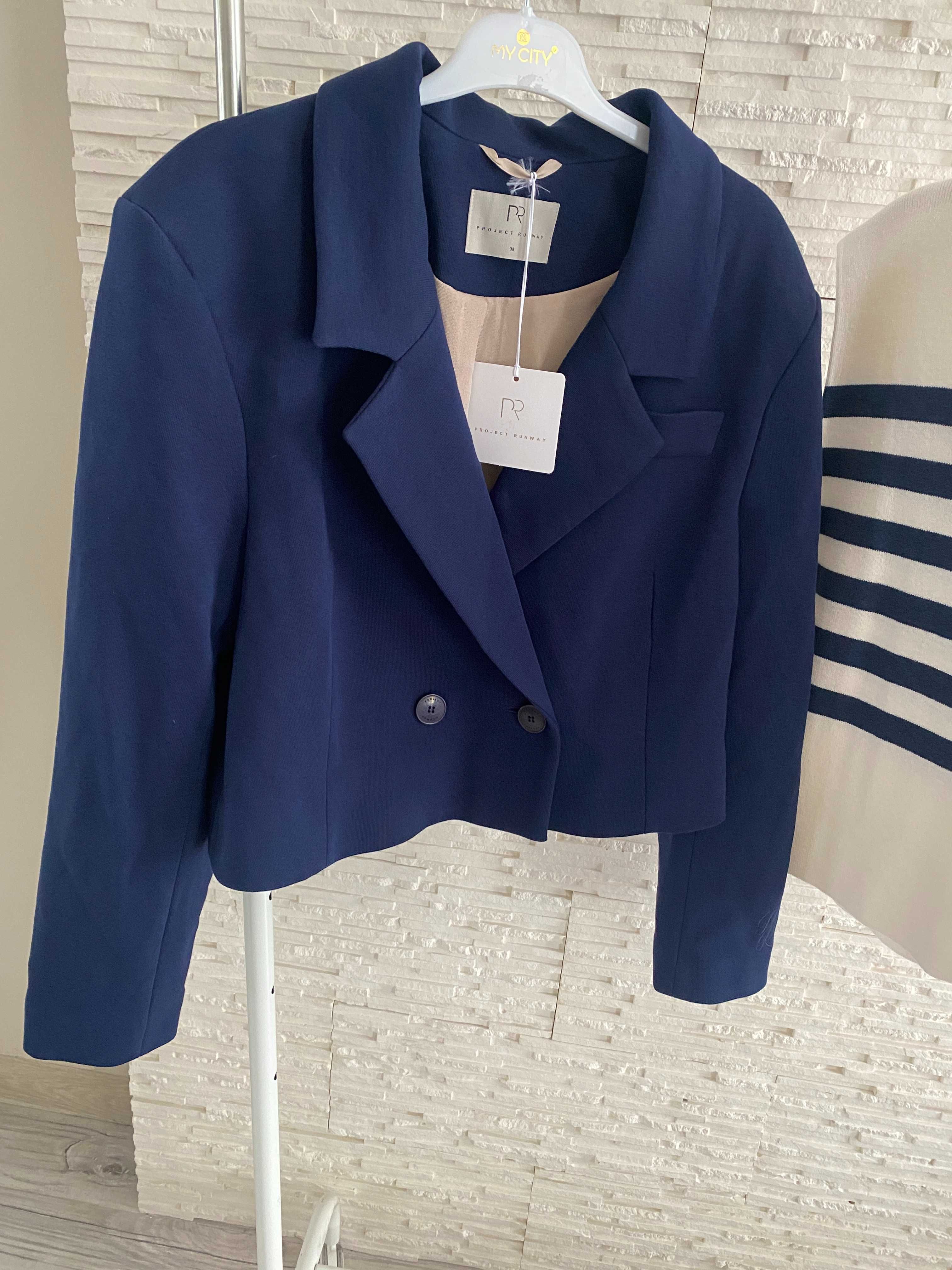 Rezerwacja Project Runway lemonada krótka marynarka granat M-L