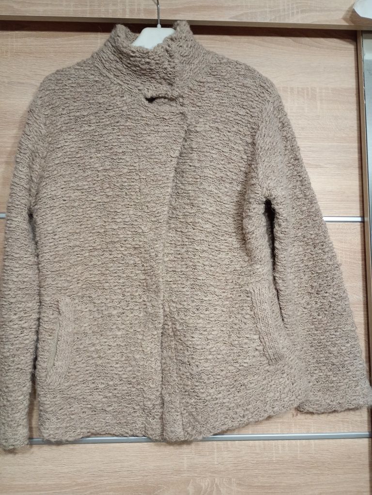 Żakiet, ala wełna, jasnobrązowy, M/L, bluza/ sweter