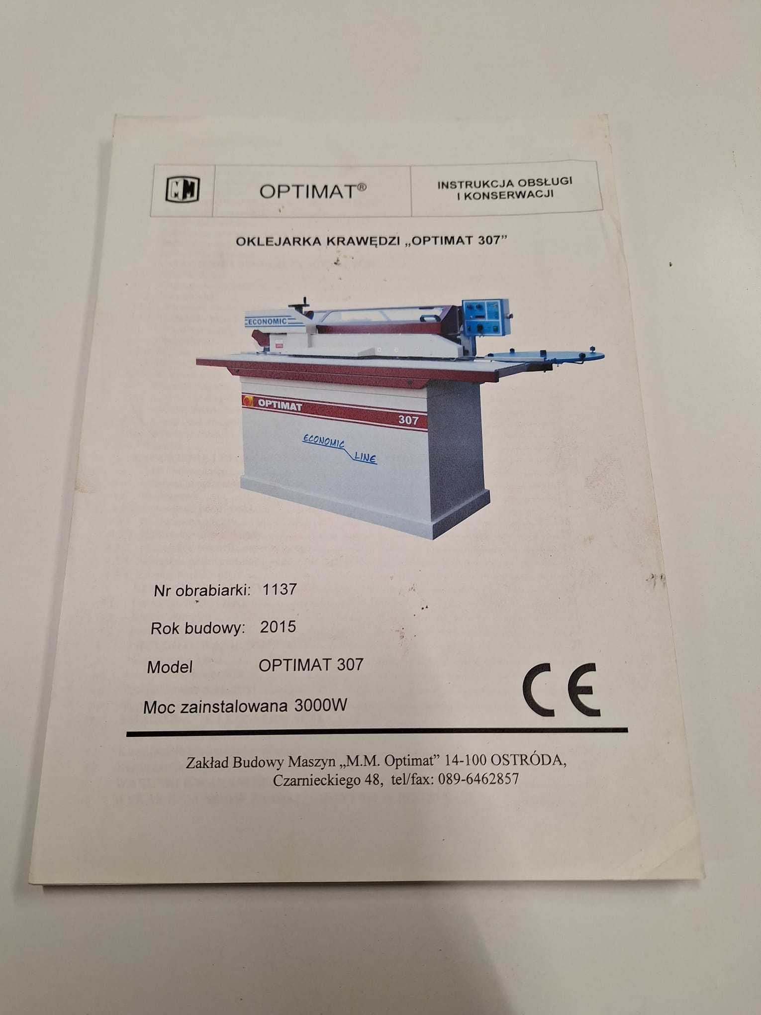 Okleiniarka frez wstepny Optimat 307 cały zestaw !!!