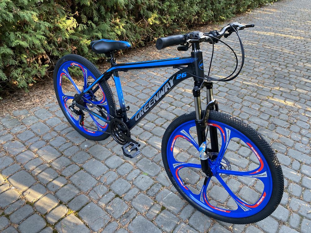 Гірський велосипед Greenway 26 Black-blue на литих дисках