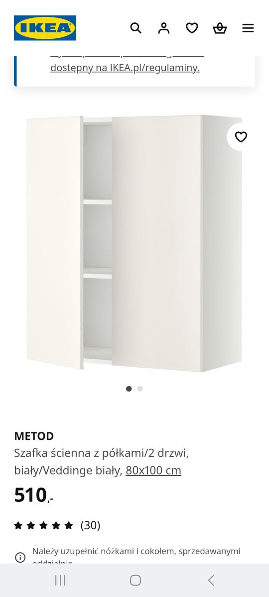 Szafka wisząca ikea metod 80x100 front vedinge